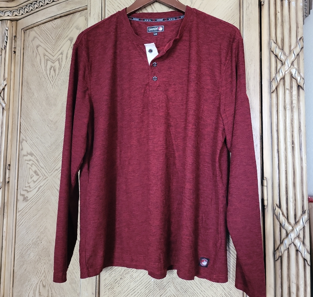 Canada Weather Gear Men's Long Sleeve Two Tone Supreme Soft Henley, Size L